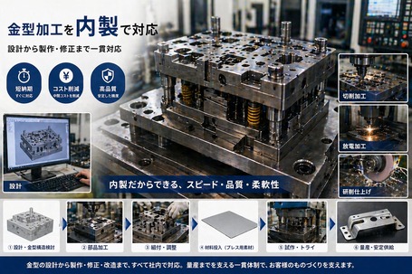 金型の設計から製作・修正・保守まで社内で一貫対応する株式会社明和の金型製作の流れ